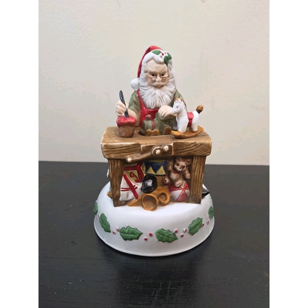 VtG Enesco Christmas Santa Claus Shoppe Musical Cantique De Noel 1985 Working